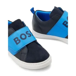 Hugo Boss Baby - Tênis masculino com logotipo de velcro marinho Sale