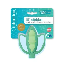 Infantino - Lil' Nibbles Textured Silicone Teether, Peas Clearance