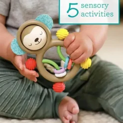 Infantino - Wee Wild Ones - Busy Lil' Sensory Rattle, Monkey New