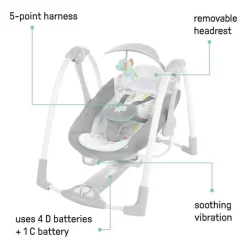 Ingenuity - ConvertMe 2 em 1 balanço de bebê automático portátil compacto e assento infantil, Wimberly Fashion