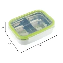Innobaby - Caixa de lanche Bento dividida em aço inoxidável Keepin' Fresh, 11 onças, verde Sale