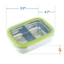 Innobaby - Caixa de lanche Bento dividida em aço inoxidável Keepin' Fresh, 11 onças, verde Sale