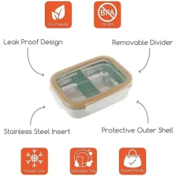 Innobaby - Caixa de lanche Bento dividida em aço inoxidável Keepin' Fresh, 11 onças, laranja Sale