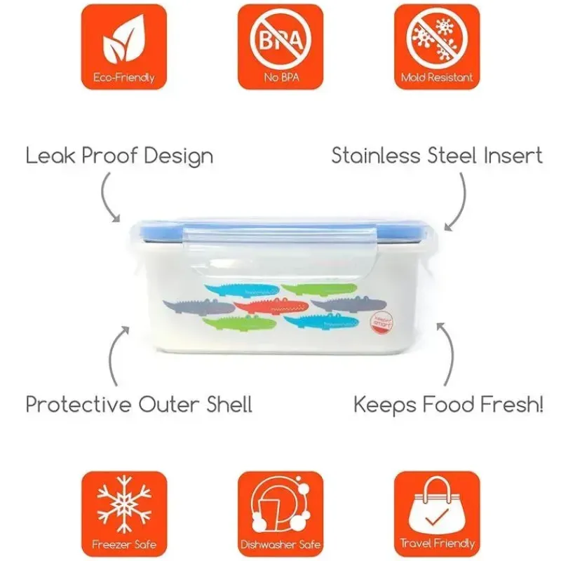 innobaby__lanche_ou_lanch_SKU435HKDtd_1.webp Innobaby - lanche ou lancheira de aço inoxidável Keepin' Fresh, 16 onças, jacaré Fashion