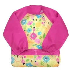 Iplay - Babador de manga comprida Snap &amp; Go, floral rosa de abelha Clearance
