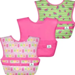 Iplay - Babadores Snap &amp; Go Easy-Wear (3 unidades), picolés rosa, 9/18 meses Sale