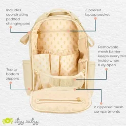 Itzy Ritzy - Mochila para fraldas, mochila Boss Plus de grande capacidade para bebês, leite e mel Fashion