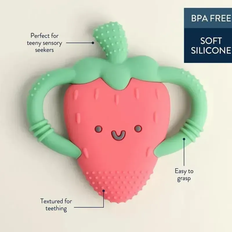 itzy_ritzy__mordedor_de_s_SKUGgtmbUNM_1.webp Itzy Ritzy - mordedor de silicone com alças fáceis de segurar, morango Sale