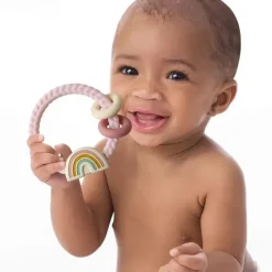 Itzy Ritzy - Mordedor de silicone com chocalho arco-íris Clearance