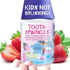 Jack N Jill Jack N' Jill - Tooth Sparkles, mastigadores de cálcio para limpeza de dentes com hidroxiapatita (60 comprimidos) Fashion