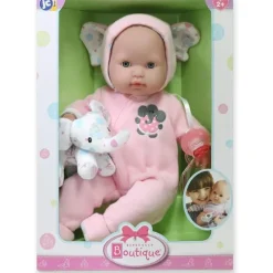 Nemcor Jc Toys - Berenguer Boutique Soft Body Baby Doll Open/Close Eyes. Animal Theme Pink. Window Box Outlet