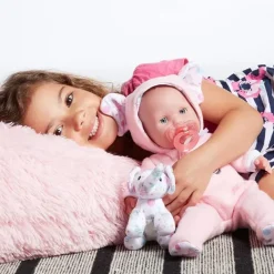 Nemcor Jc Toys - Berenguer Boutique Soft Body Baby Doll Open/Close Eyes. Animal Theme Pink. Window Box Outlet