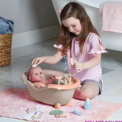 JC Toys - Conjunto de banho de trabalho real para bonecas, maiores de 2 anos, cores em tons de terra Hot