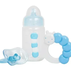 JC Toys - Conjunto de mamadeira, chocalho e chupeta azul para boneca, maiores de 2 anos Outlet