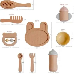 JC Toys - Conjunto de primeiros cuidados para bebês com 10 peças de madeira real, coleção Parfait Twiggly Toys Sale