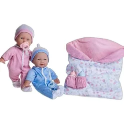 JC Toys - La Baby 11 Bonecas Gêmeas de Corpo Macio, Roupas Removíveis e Saco de Dormir Reversível e Acessórios Fashion
