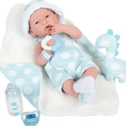 JC Toys - La Newborn totalmente em vinil anatomicamente correto Real Boy 15, desenhado por Berenguer, azul com pontos Online