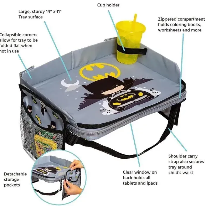 jl_childress__bandeja_de__SKUH06DlElj_4.webp J.L. Childress JL Childress - Bandeja de viagem 3 em 1 do Batman da DC Comics, bolsa de viagem e suporte para tablet Discount
