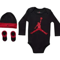 Jordan - Body para bebê de manga comprida 3Pk Jumpman, chapéu e botinha, preto, 0-6 meses Clearance