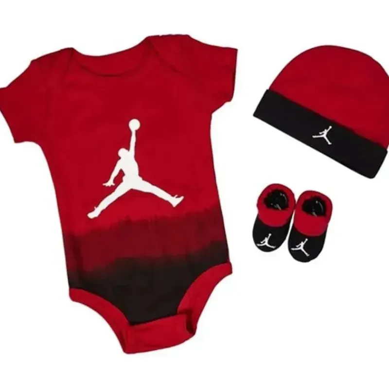 jordan__conjunto_de_macac_SKUlpajuw9r_0.webp Jordan - Conjunto de macacão, botinha e chapéu de bebê menino 3 unidades, vermelho ginásio Sale