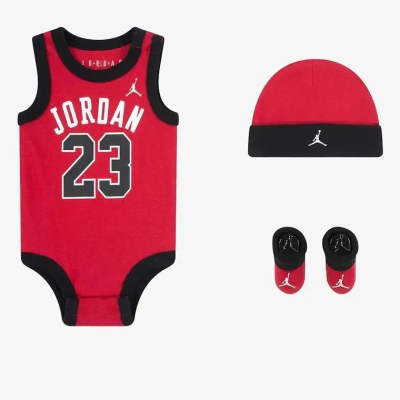 jordan__conjunto_de_macaq_SKU4UYxOlQH_0.webp Jordan - Conjunto de macaquinho infantil sem mangas, botinha e gorro, 0/6M, cinza Hot