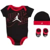 Jordan - macacão, chapéu e botinha bebê menino 3 unidades, preto/vermelho Clearance