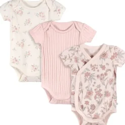 Just Born - 3Pk Baby Girl Kimono Bodysuit Pink Clearance