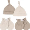 Just Born - 4Pk Hat And Cuff Mitten Set Baby Neutral 0-6M Tan Clearance