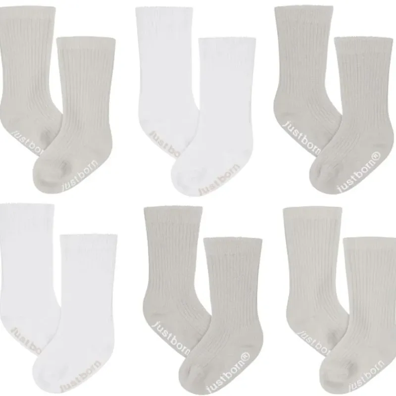 just_born__pk_rolled_cuff_SKUAOh1aDk4_0.webp Just Born - 6Pk Rolled Cuff Ribbed Socks Baby Neutral New