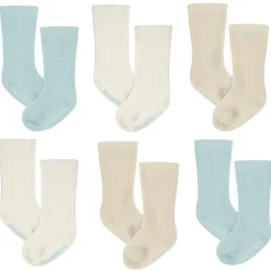Just Born - 6Pk Rolled Cuff Ribbed Socks Baby Boy Blue New