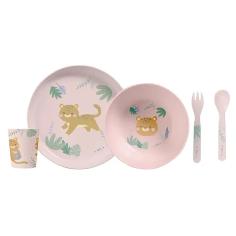 kalencom__jungle_cheetahs_SKUbRYMWbY5_0.webp Kalencom - Jungle Cheetahs 5 Piece Feeding Set, Pink New