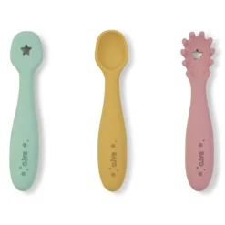 Kalencom - Set Of 3 Training Spoons, Blossom + Mustard + Hunter Fashion