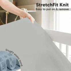 Keababies - Isla Fitted Mini Crib Sheets, Pack And Play Sheet, Steel Fashion