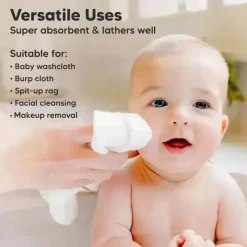 Keababies - 6-Pack Baby Wash Cloths, White Best
