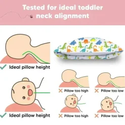 Keababies - 13X18 Toddler Pillow With Pillowcase, Happy Dino Fashion
