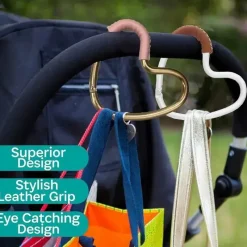 Kidco - BUGGY HEART HOOK da BUGGYGEAR, alumínio prateado/couro marrom Outlet