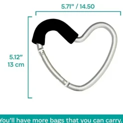 Kidco - BUGGY HEART HOOK da BUGGYGEAR, espuma preta/alumínio prateado Fashion