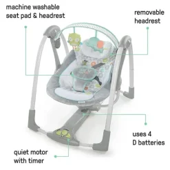 Ingenuity Kids II - Balanço portátil para bebês de 5 velocidades com música Fashion