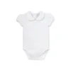 Kissy Kissy - Macacão básico de manga curta para bebê menina com gola, branco/rosa Fashion