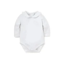Kissy Kissy - Macacão manga longa para bebê menina com gola babado, branco Outlet
