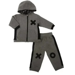 Kushies Baby Kushies - Conjunto de calça e moletom com zíper Mini Ls Cinza Heather Best