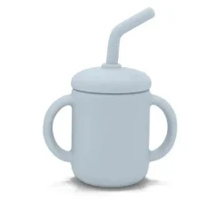Kushies Baby - Copo de silicone inquebrável e à prova de derramamento SILISIPPY com canudo, 4 onças, azul Outlet