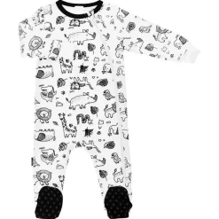 Kushies Baby Kushies Side Zip Sleeper Zoo Estampa branca/preta Sale