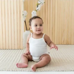 Kyte Baby - Baby Spaghetti Strap Body Leotard In Cloud Online