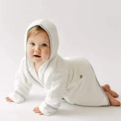 Kyte Baby - Toddler Bath Robe In Cloud With Storm Trim New