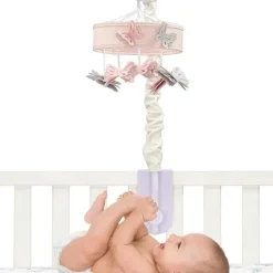 Lambs u0026 Ivy Lambs & Ivy - Bebê floresce borboleta rosa musical berço brinquedo chupeta móvel New