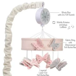 Lambs u0026 Ivy Lambs & Ivy - Bebê floresce borboleta rosa musical berço brinquedo chupeta móvel New