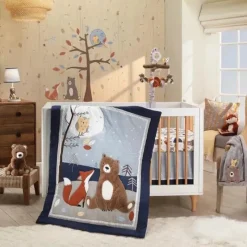 Lambs u0026 Ivy Lambs & Ivy - Cobertor de bebê de lã macia Sierra Sky Grey Bear/Owl New