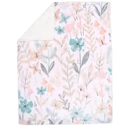 Lambs u0026 Ivy Lambs &amp; Ivy - Cobertor de bebê de lã macia aquarela floral/borboleta Baby Blooms Discount