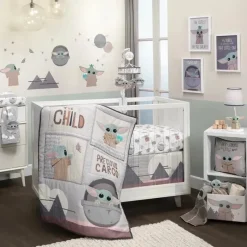 Lambs u0026 Ivy Lambs & Ivy - Conjunto de cama para berço de bebê 3Pk Star Wars The Child Baby Yoda Hot